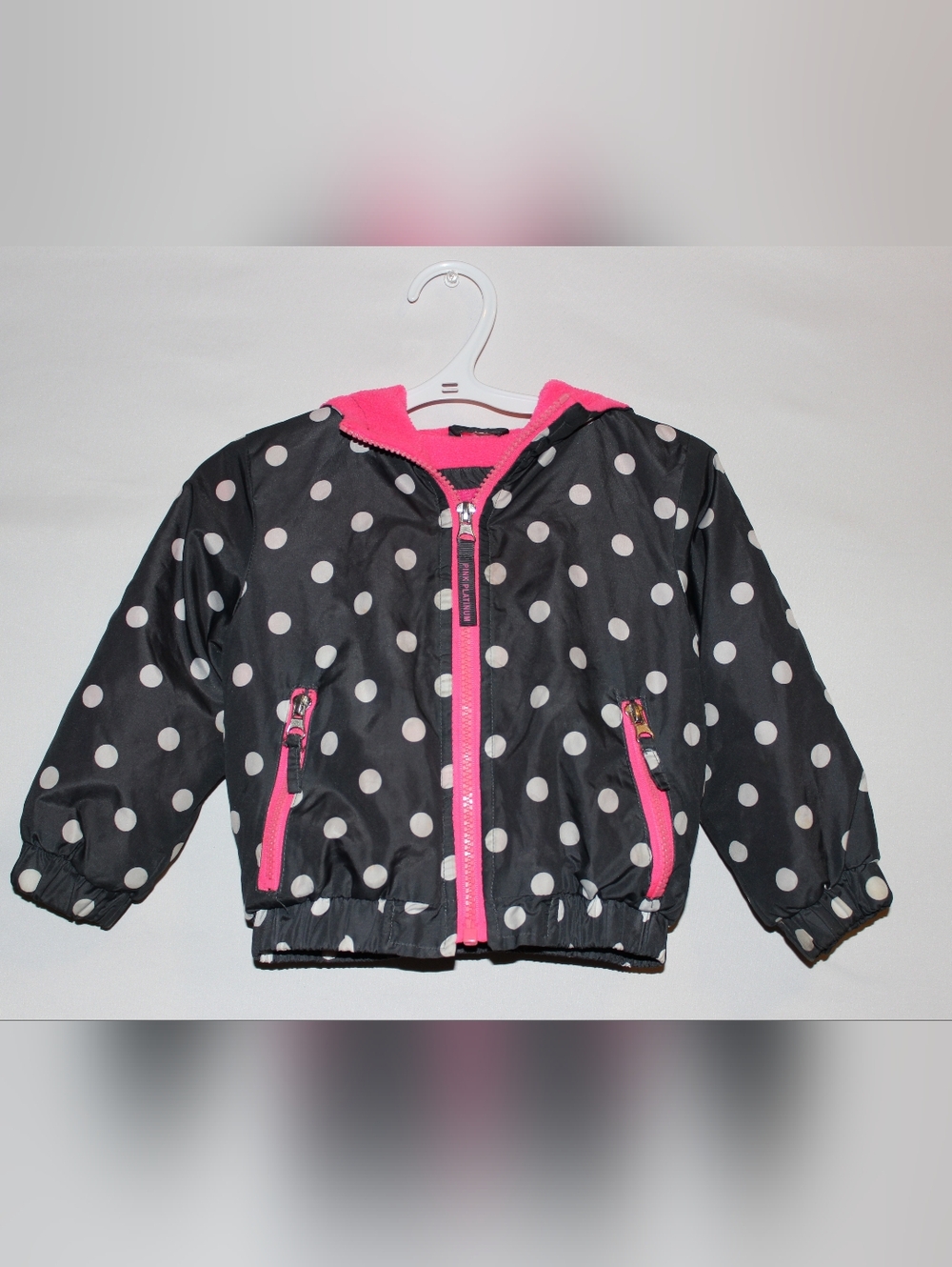 Black Polka Dot Jacket with Hot Pink Trim